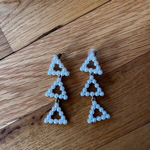 Elegant Pearl Triangle Drop Earrings